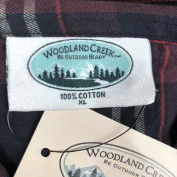 Woodland Creek Men's Plaid Long Sleeve Pearl Snap Shirt in Red Black - XL - Picture 2 of 8